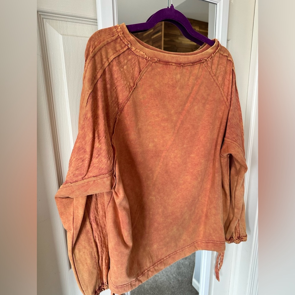 EUC🧡Oli & Hali Mineral Washed Side Tie Sweatshirt Small Rust - Picture 6 of 8